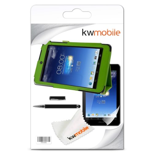 3in1 Set: kwmobile Hülle für Asus Memo Pad HD 7 ME173X – Tabletcover Slim Case Tablet Schutzhülle – Smart Cover Tabletcase Grün + Folie, kristallklar + Stylus, Schwarz - 7