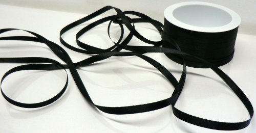 SATINBAND 50m x 6mm SCHWARZ Schleifenband Geschenkband DEKOBAND Satin TRAUERBAND