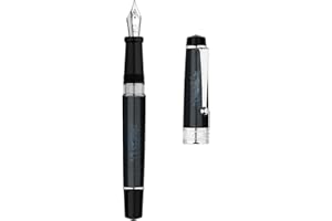 EROFA Majohn T5 Piston Pluma estilográfica azul, punta fina, gran capacidad de tinta con caja