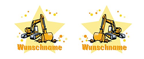 Kinder Spardose mit Namen und Bagger als Motiv für Kinder – Jungen und Mädchen Sparschwein H:95mm/D:82mm Nr.50: weiß - 2