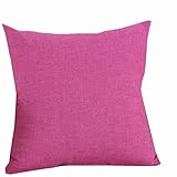 ❥ Tamaño: 45cm*45cm. PAOLIAN Funda de Almohada para Cojín Sofá Sólido Decoración del hoga Simple Cintura Cojín De Tiro Lino Funda de Almohada de Silla Coche Impresion Almohada de Cama Funda Pillow de Cuadrado (Fucsia)