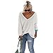 Produktbild Damen strickpullover,Dasongff Frauen Strickpulli Pullover Langarm Lose Geschnitten V-Ausschnitt Gestrickte Pullover Tops Sweater Grob Strick (S, Weiß)
