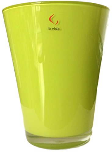 Vase Blumenvase Glasvase grün 17 cm hoch - hochwertig, Vasen Blumenvasen