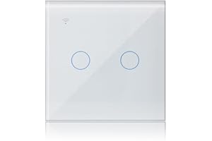 KETOTEK WiFi Podłączony przełącznik dotykowy 2 Gang 1-drożny kompatybilny z Alexa, Tuya Smart Life inteligentna kontrola aplikacji