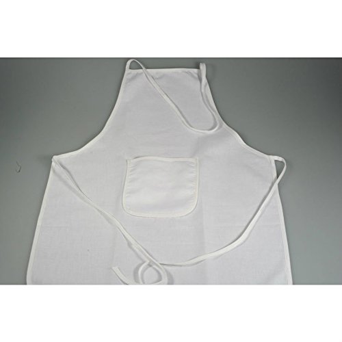 Mal-Kittel, Kinderschürze weiß 64x49cm mit Tasche – aus Baumwolle blanko zum Bemalen und Bedrucken - 2