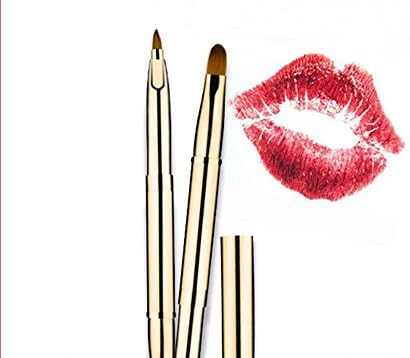 WAQIONG Single Lip Brush Nylon Hair Double-headed Retractable Cosmetic Brush Portable Gold