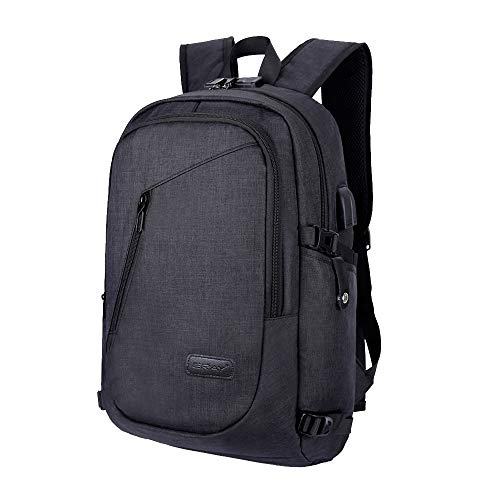 Mochila Antirrobo para Portátil 15.6 Pulgadas, con USB Puerto y Puerto de Auriculares, Impermeable, Ideal para Estudiantes/ Negocios/ Viajes, 28cm x 18cm x 50cm/ 19.7 x 11 x 7