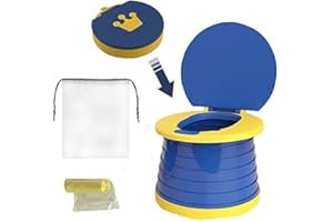 NAUXIU Toilette Pieghevole per Bambini, Bambino Toilette, Pieghevole WC,Sedile Vasino Portatile,Campeggio Vasino Ragazza Ragazzo Sedia Vasino Facile Pulire Trasportare (Blu)