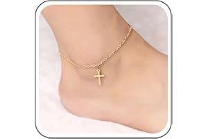 Cimenexe Bohemian Cross Ankle Bracelet Gold Crucifix Ankle Chain Bracelet Cross Dangle Beach Anklet Chain Metal Cross Foot Chain Anklet Summer Beach Foot Chain Jewelry for Women and Girls Gifts