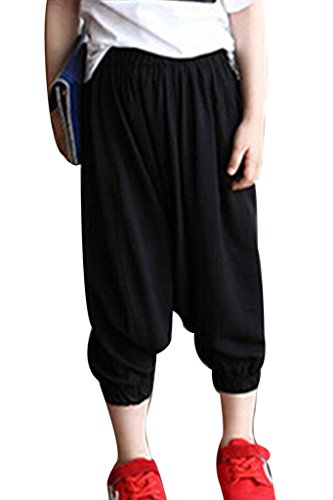 Girls Kids Cotton Baggy Hip Hop Pants Drop-Crotch Capri Pants Harem Trousers