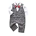 Produktbild ALISIAM Winter Frühling Baby Kind Junge Gentleman Mode Freizeit Gemütlich Gitter Overall + Fliege + Weste Taufkleid Hochzeitskleid Party Kleid Gentleman-Anzug Passen Kinderkleidung