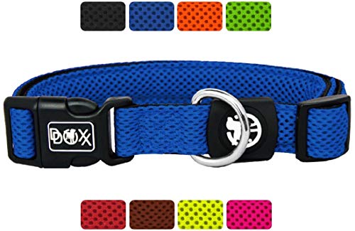 DDOXX Collar Perro Air Mesh, Ajustable, Acolchado | Diferentes Colores & Tamaños | para Perros Pequeño, Mediano y Grande | Collares Accesorios Gato Cachorro | Azul, S