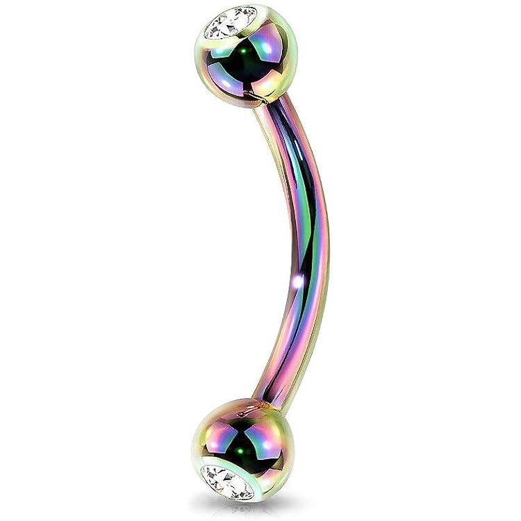 Piercing Sourcil En Titane G23 – 16G (1,2 Mm), Longueur 6 Ou 8 Mm, Zircone Cubique Transparente - 8