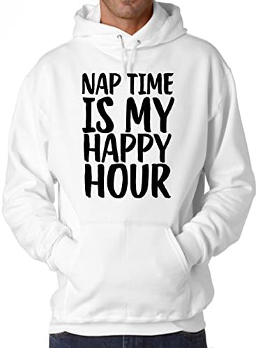 PawShirt Nap Time Is My Happy Hour Quote Men Women Unisex White Cotton Hoodie