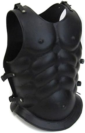 Replica Display Roman Legion Muscle Cuirass Leather Breastplate Armor - Black