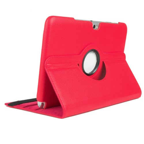 3in1 SET Note 10.1 360° PU-Leder + Folie + Pen Samsung Galaxy Note 10.1 N8000 N8010 N8020 Tasche Etui Case (Rot) - 3