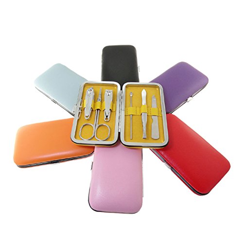 ALICE Multi-color Carbon Steel Nailcare Set 6pcs in Leather Box - Black