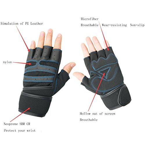 HiCool Fitnesshandschuhe Trainingshandschuhe Gym Fitness Gewichtheben Handschuhe Herren Bodybuilding Workout Sports Pro Wrist Wrap - 3