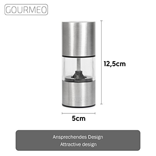 GOURMEO Premium Gewürzmühle mit Keramikmahlwerk und hygienischem Acrylglas | rostfrei | mit 2 Jahren Zufriedenheitsgarantie | Pfeffermühle, Salzmühle - 3