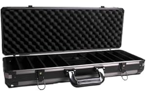 Redtooth Poker Empty Heavy Duty Black Aluminium Poker Chip Case | Holds up to 500 Pieces | Includes Strong Handle and Lock