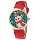 sunnymi Damen Weihnachten Bracelet Uhr Armbanduhr Quarz Armband Einfache Handgelenk Analoge Uhr Armband Jahrestag Hochzeit (Schneemann Rot, 39)