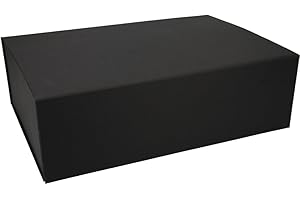 ideas in boxes Premium Geschenkbox mit Deckel, faltbar, Geschenkkarton, Magnetbox, Geschenkverpackung für Weihnachten & Geburtstag, Magnetfaltbox, Schwarz matt Naturpapier, 38x28x12cm