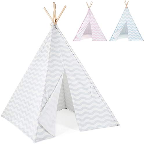 boppi Tipi Tienda Infantil Grande De Juego para Jardin O Interior De Madera Y Lona- Gris