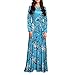 Produktbild feiXIANG Frauen Sommer lange kleider Print langen Abend Party Rock Cocktail Kleid Strandkleid Blumendruck Abendmode Langärmeliges Abendkleider Casual O-Ausschnitt Kleid für Damen (XXL, Blue)