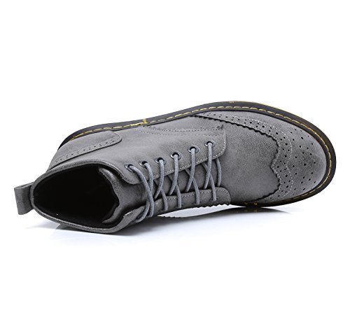 Smilun Damen Kurzschaft Stiefel Brogue Schnürstiefel - 3