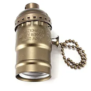XIUFEN E26 E27 Retro Edison Lamp Holder with Manumotive Chain Switch Light Base for Home Office Business Bronze for Diwali