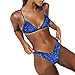 Produktbild Setsail Damen Mädchen Zweiteilige Bandeau Push up Bikini Set Blauer Bikini mit Paillettenbesatz Volant Neckholder Bikini Oberteil und Bikinihose (Blau, M)