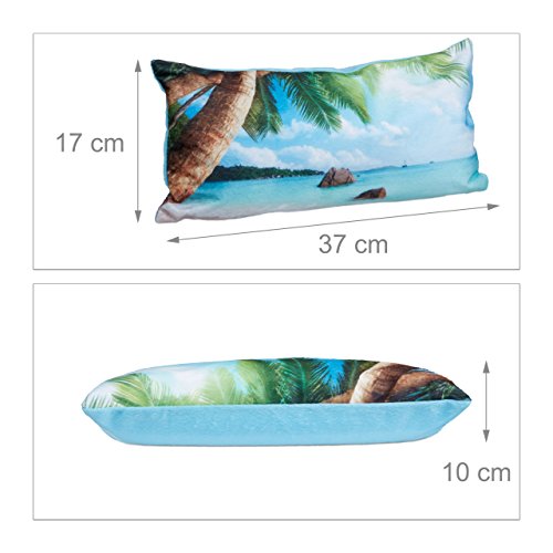 Relaxdays Badewannenkissen Strand HBT ca. 10 x 37 x 17 cm extra weiches Nackenkissen für die Badewanne mit 2 Saugnäpfen als Wannenkissen oder Reisekissen mit Reißverschluss und waschbarem Bezug, blau - 3