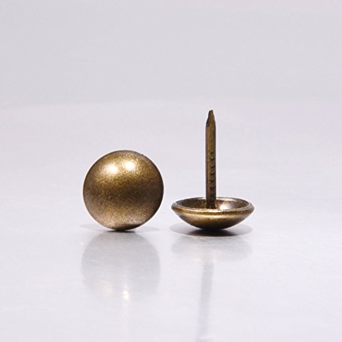 Outus 120 Stück Polsterzubehör Reißzwecken 11 x 17 mm Antike Messingstifte Bronze Nagel Stifte Möbel Daumen Tack Pin mit Kunststoffbox - 