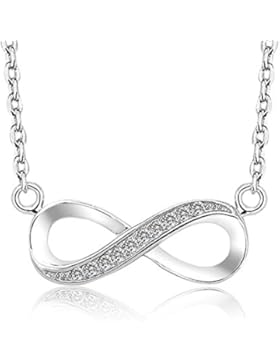925 Sterling Silber Zirkonia Unendlichkeit Anhänger Halskette Schmuck