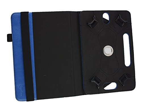 Emartbuy® Trekstor SurfTab Breeze 9.6 Quad 3G 9.6 Zoll Tablet Universal ( 9 – 10 Zoll ) Dark Blau PU Leder  360 Grad rotierende Stand Folio Geldbörse Tasche Hülle + Blau Eingabestift - 3