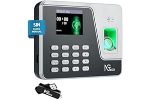 NGTeco Control horario empleados de pequeñas Empresas en España, sin Necesidad de conexión a Internet, con función de cálculo automático, Reloj de fichar con Huella AS10 (sin cuota mensual)