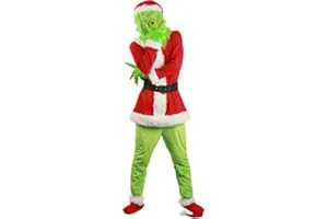 EraSpooky Disfraz de monstruo verde de Navidad para adulto traje de fiesta de lujo para hombre disfraz de Papá Noel