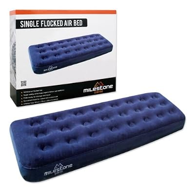 Milestone Matelas simple gonflable floqué Milestone Camping - Bleu
