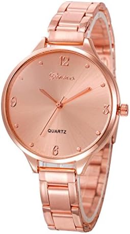 Crystal Stainless Steel Analog Watch Quartz Wrist Fashion Women Bracele (Rose Gold)