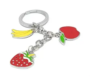 Shiani Fruit Banana Apple Strawberry Metal Keychain and Keyring (Multicolour)