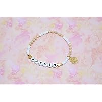 AVENUE BRACELET Namensarmband 'white beige'