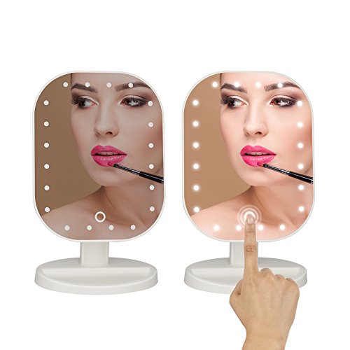 Make-up-Spiegel mit LED Beleuchtung Touch-Schalter 16 LEDs Ultra-High Definition Profi Kosmetikspiegel Schminkspiegel Tischspiegel (weiß) - 2