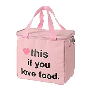 MINISO Insulated Travel Lunch Bag for Office Men, Women and Kids, Canvas Tiffin Bags?with Smooth Zipper for School, Picnic, Work(Pink)