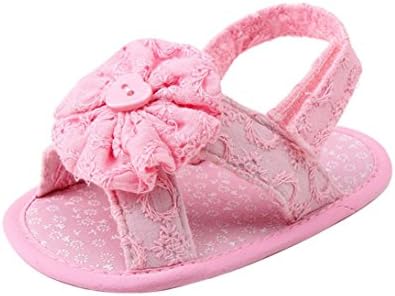 ZJENEE Baby Flower Beach Sandals Princess First Walking Shoes (0-6 Months, Pink)