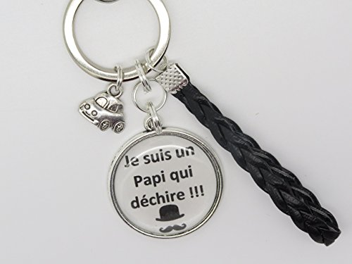 porte clés PERSONNALISABLE CADEAU POUR UN PAPi, UN PAPY, UN .PAPI, UN GRAND-PÈRE que l'on aime : fête des grands-père, anniversaire, noël - thème un papi qui déchire idée cadeau papi