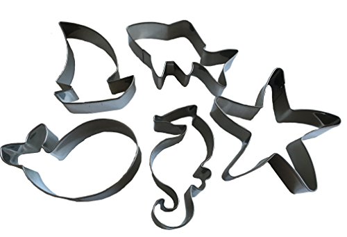 5er Set Edelstahl Ausstecher Meer Boot Meeres Tiere Fische Wal Seepferdchen Plätzchenform Plätzchenaustecher Wal Keksform Keksausstecher Keks Backen Stempel von ROYAL HOUSEWARE