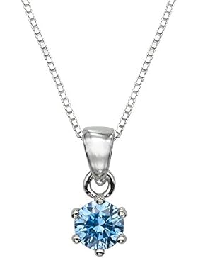 1/4 ct Runde arktischen blauen Swarovski-Anhänger aus Sterling Silber mit adjutable 16 