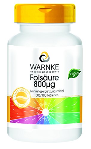 WARNKE - Acido folico 800µg - 100 compresse - Molto importante per l'organismo, in particolare durante il periodo della gravidanza