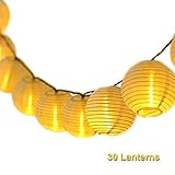 lampion lichterkette strom ★【Genaue Länge und LED-Laternen】 Diese wasserdichte Laternen Lichterketten ist bis zu 6.2 Meter mit 30 LED-Lampen. Zwischen zwei Laternen ist ein Abstand von 20 cm. Mit Langen Seile und 30 LEDs machen Dekoration leichter und heller.【Bitte beachten Sie: es wird mit Batterien betrieben.】