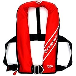 ORANGE MARINE 800040 Gilet Gonflable Automatique avec Harnais - Mixte adulte - Rouge (noir) - 55 à 140 cm